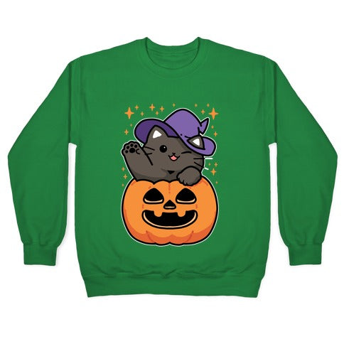 Cute Halloween Cat Crewneck Sweatshirt