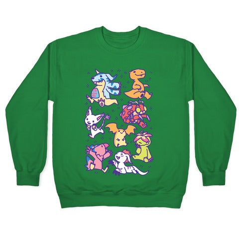 Digital Monsters Pattern Crewneck Sweatshirt