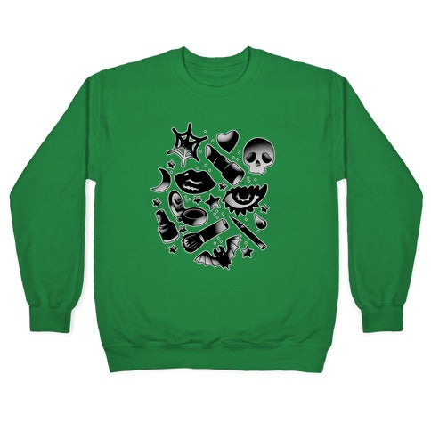Goth Makeup Pattern Crewneck Sweatshirt