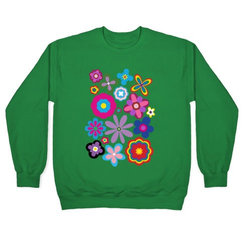 Hippie Pride Flower Pattern Crewneck Sweatshirt