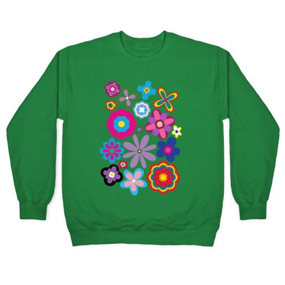 Hippie Pride Flower Pattern Crewneck Sweatshirt