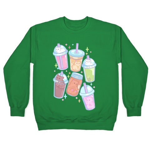 Kawaii Cat Cafe Drinks Crewneck Sweatshirt