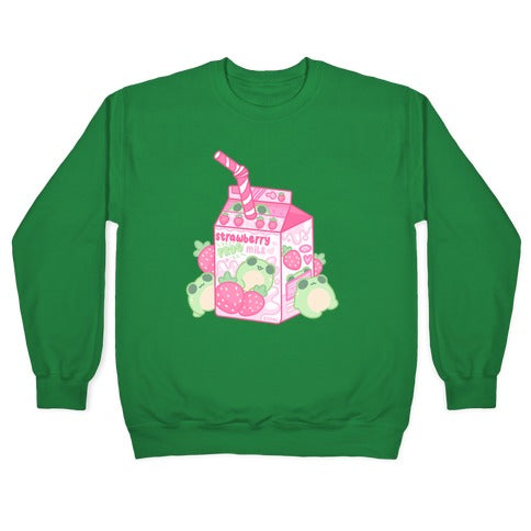 Kawaii Strawberry Frog Milk Crewneck Sweatshirt