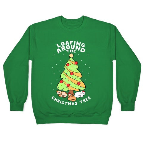 Loafing Around The Christmas Tree Crewneck Sweatshirt