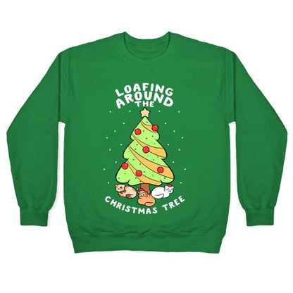 Loafing Around The Christmas Tree Crewneck Sweatshirt