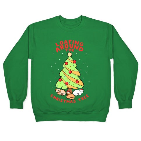 Loafing Around The Christmas Tree Crewneck Sweatshirt