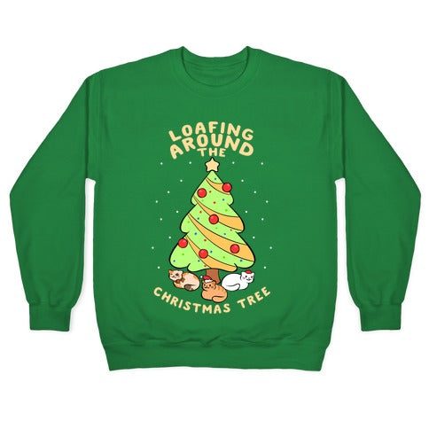 Loafing Around The Christmas Tree Crewneck Sweatshirt