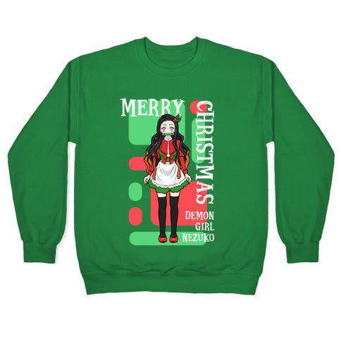 Merry Christmas Demon Girl Nezuko Crewneck Sweatshirt