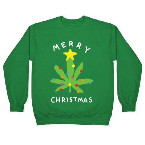 Merry Christmas Pot Leaf Crewneck Sweatshirt