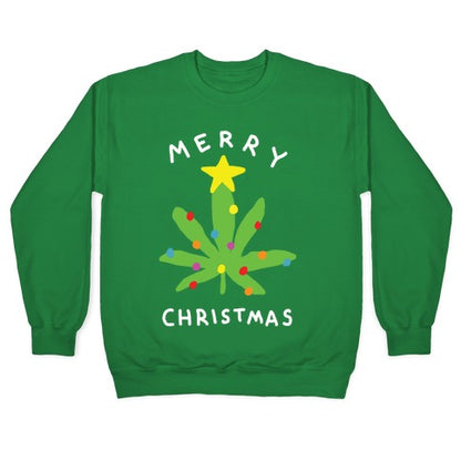 Merry Christmas Pot Leaf Crewneck Sweatshirt