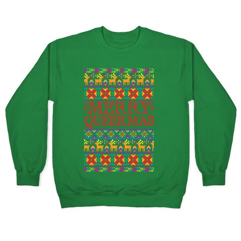 Merry Queermas Gay Pride Christmas Sweater Crewneck Sweatshirt