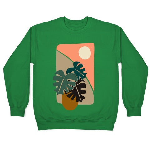 Minimalist Monstera Illustration Crewneck Sweatshirt