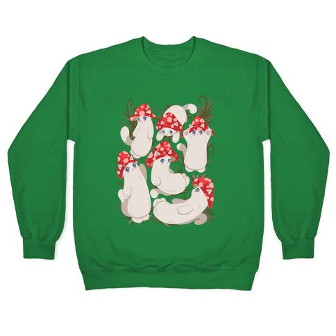 Mushroom Cats Pattern Crewneck Sweatshirt