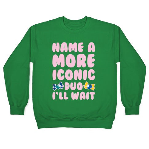 Name A More Iconic Due Sailor Neptune and Sailor Uranus White Print Crewneck Sweatshirt