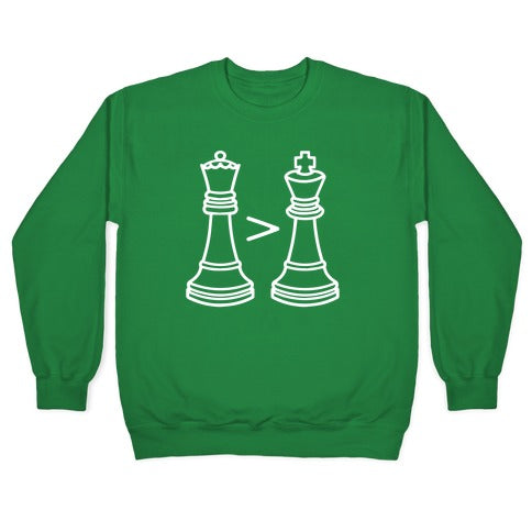 Queen Takes King White Print Crewneck Sweatshirt