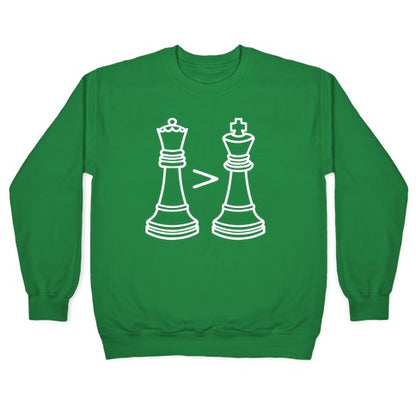Queen Takes King White Print Crewneck Sweatshirt