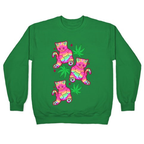 Rainbow Weed Kitty Crewneck Sweatshirt