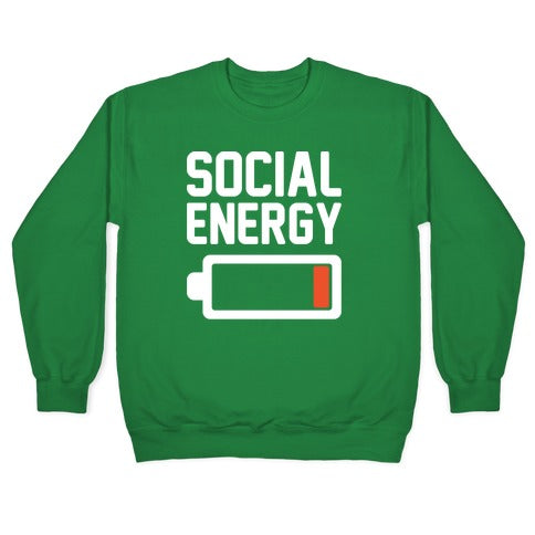 Social Energy Low White Print Crewneck Sweatshirt