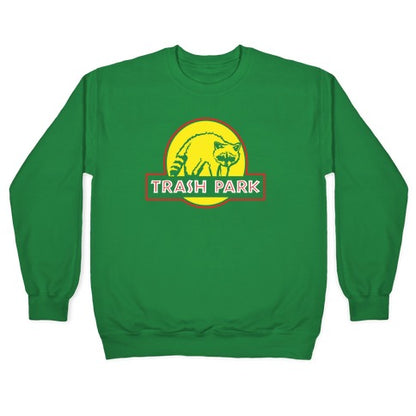 Trash Park Raccoon Parody White Print Crewneck Sweatshirt