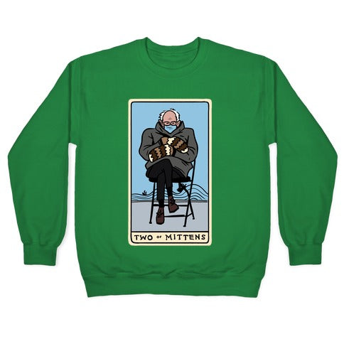 Two of Mittens (Bernie Tarot Parody) Crewneck Sweatshirt