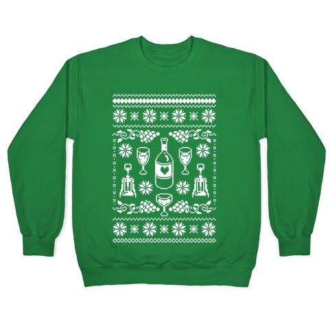 Ugly Wine Christmas Sweater Crewneck Sweatshirt