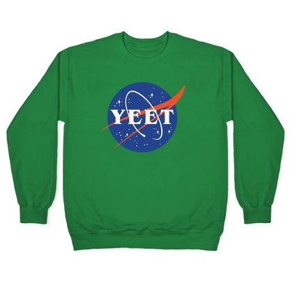 Yeet Nasa Logo Parody White Print Crewneck Sweatshirt