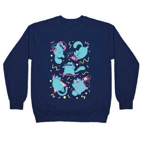 90's Cats Pattern Crewneck Sweatshirt