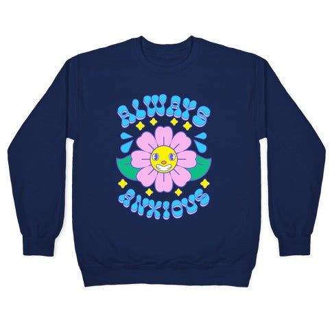 Always Anxious Cartoon Flower Crewneck Sweatshirt