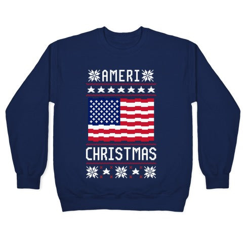 Ameri' Christmas Ugly Sweater Crewneck Sweatshirt