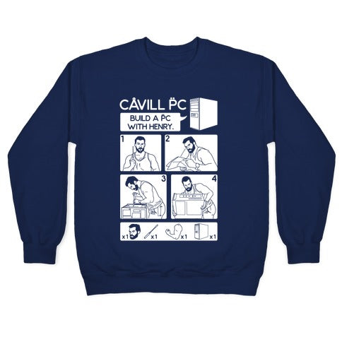 Cavill PC Parody White Print Crewneck Sweatshirt