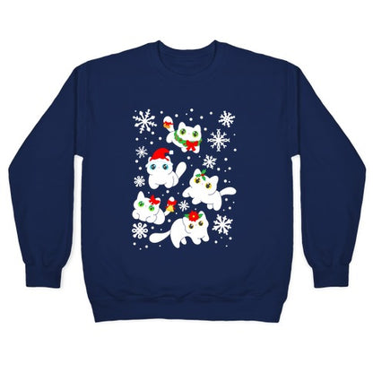 Christmas Cats Pattern Crewneck Sweatshirt