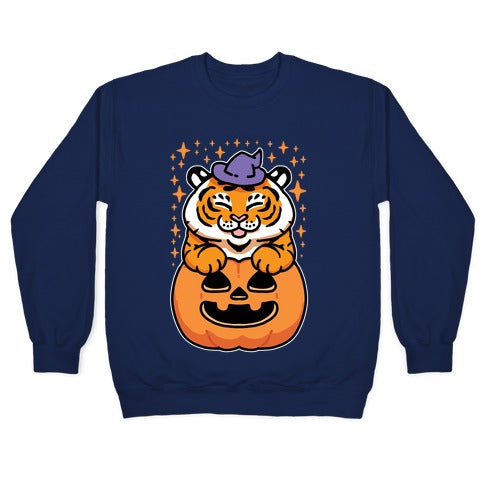 Cute Halloween Tiger Crewneck Sweatshirt