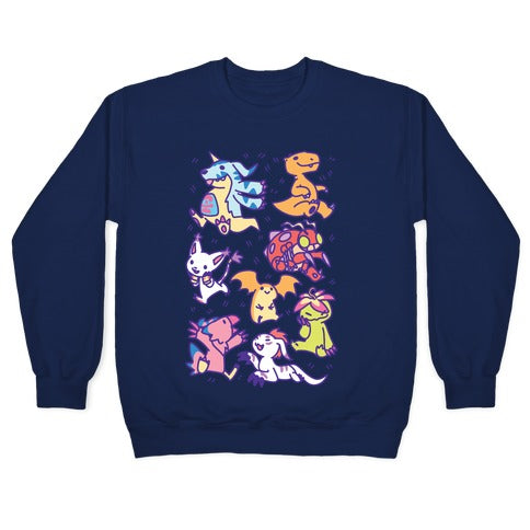 Digital Monsters Pattern Crewneck Sweatshirt