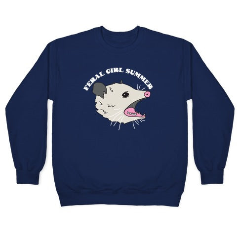 Feral Girl Summer Opossum Crewneck Sweatshirt