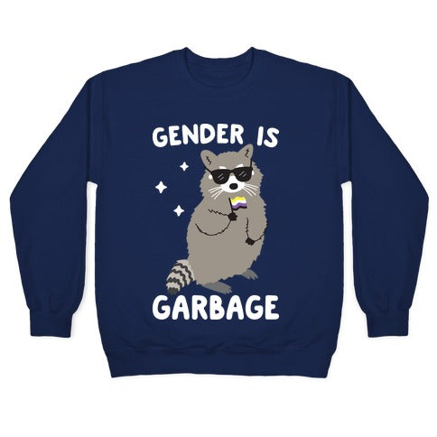 Gender Is Garbage Non-binary Raccoon Crewneck Sweatshirt