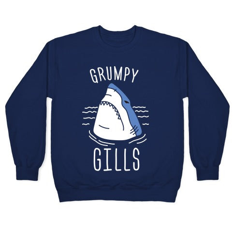 Grumpy Gills Shark (White) Crewneck Sweatshirt