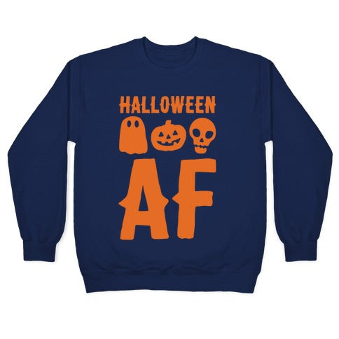 Halloween AF White Print Crewneck Sweatshirt