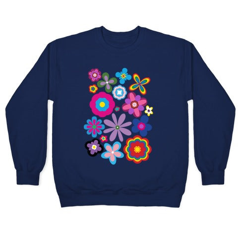 Hippie Pride Flower Pattern Crewneck Sweatshirt