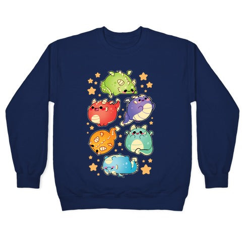 Kawaii Dragons Pattern Crewneck Sweatshirt