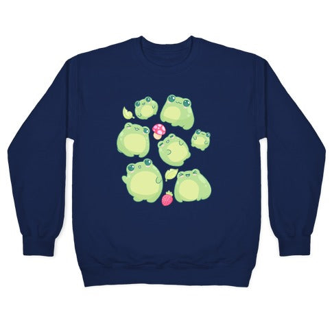 Kawaii Frogs Pattern Crewneck Sweatshirt