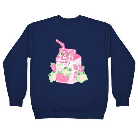 Kawaii Strawberry Frog Milk Crewneck Sweatshirt