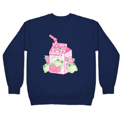 Kawaii Strawberry Frog Milk Crewneck Sweatshirt
