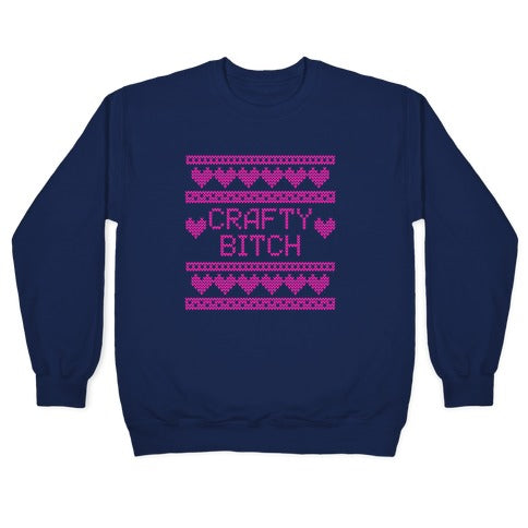 Light Pink Crafty Bitch Knitting Pattern Crewneck Sweatshirt