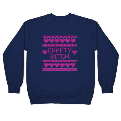 Light Pink Crafty Bitch Knitting Pattern Crewneck Sweatshirt