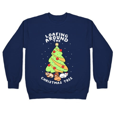Loafing Around The Christmas Tree Crewneck Sweatshirt