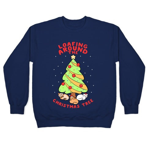 Loafing Around The Christmas Tree Crewneck Sweatshirt