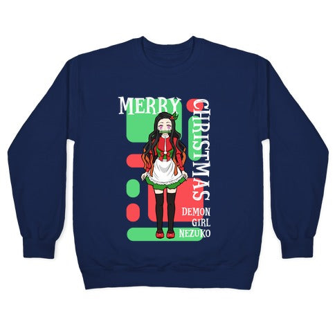 Merry Christmas Demon Girl Nezuko Crewneck Sweatshirt