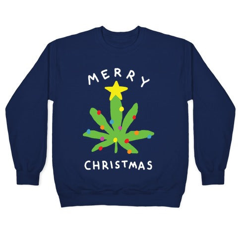 Merry Christmas Pot Leaf Crewneck Sweatshirt