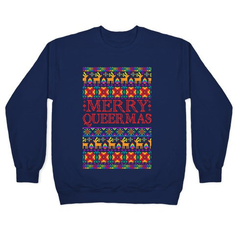 Merry Queermas Gay Pride Christmas Sweater Crewneck Sweatshirt