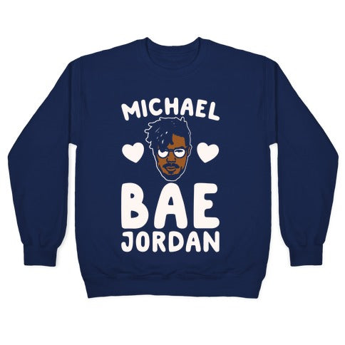 Michael Bae Jordan Parody White Print Crewneck Sweatshirt